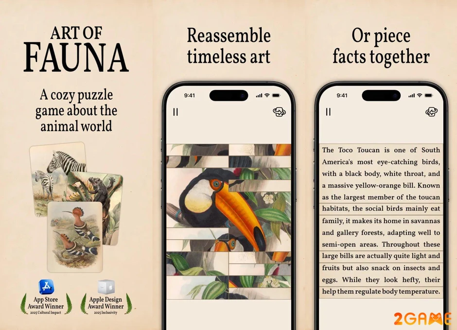Art of Fauna: Cozy Puzzles game giải đố thư giãn dành cho người yêu thiên nhiên Art of Fauna: Cozy Puzzles game giải đố thư giãn dành cho người yêu thiên nhiên