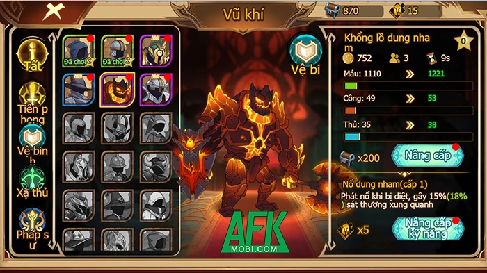 Lựa chọn anh hùng trong game Đạo Quân Thần Thánh