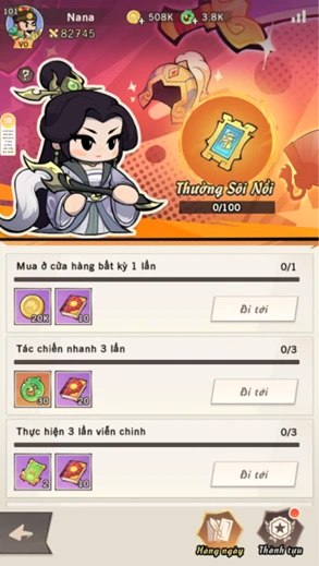 Đội Tướng Nhí Nhố - Nhiệm vụ hàng ngày nhận thưởng độ sôi nổi Đội Tướng Nhí Nhố - Nhiệm vụ hàng ngày nhận thưởng độ sôi nổi