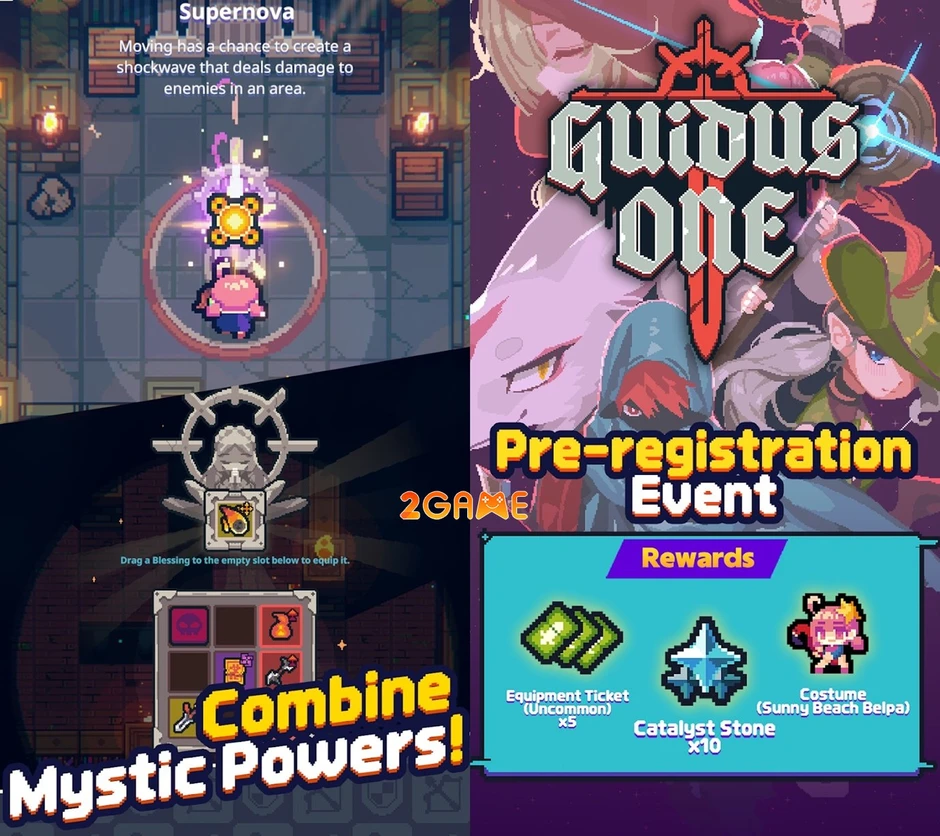 Guidus One - Đấu trường sinh tồn dạng lưới ô cờ trong game pixel roguelike mới