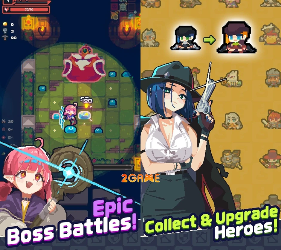Guidus One - Đấu trường sinh tồn dạng lưới ô cờ trong game pixel roguelike mới