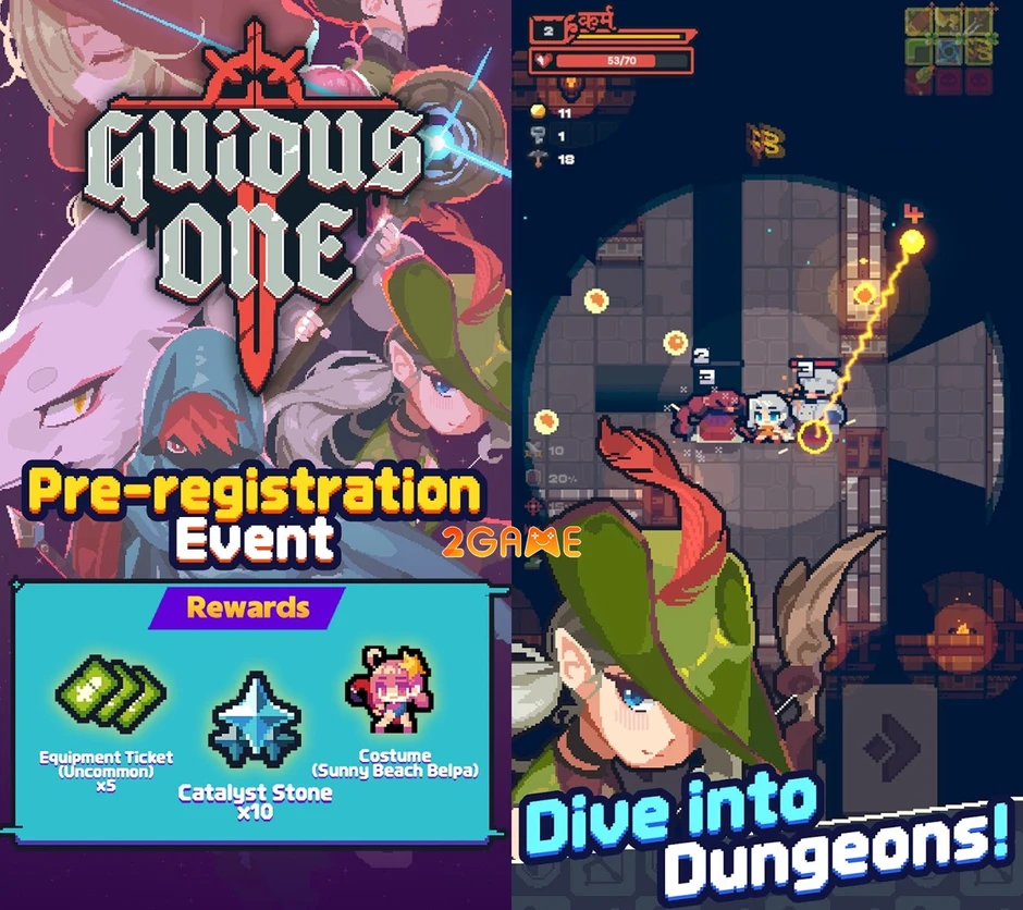 Guidus One - Đấu trường sinh tồn dạng lưới ô cờ trong game pixel roguelike mới