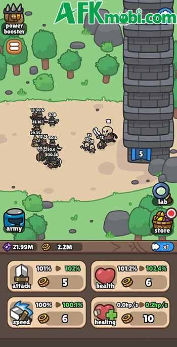 Idle Castle Breaker game nhàn rỗi cho bạn gầy dựng đội quân