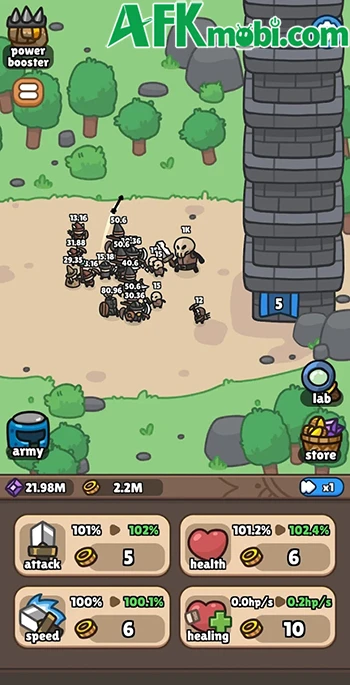 Idle Castle Breaker game nhàn rỗi cho bạn gầy dựng đội quân