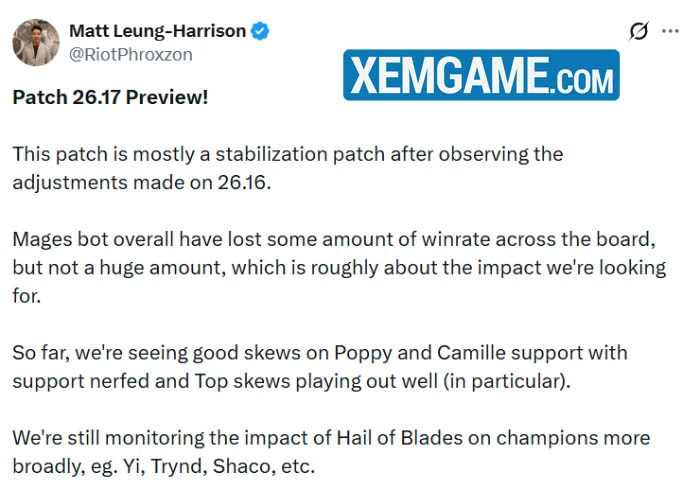 LMHT 26.17: Yone được buff, Vayne và Giáo Thiên Ly ăn nerf