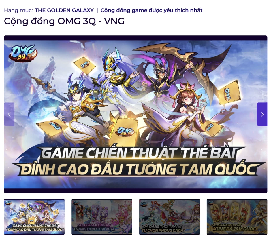 OMG 3Q - VNG nhận đề cử Cộng đồng game được yêu thích nhất tại Vietnam GameVerse OMG 3Q - VNG nhận đề cử Cộng đồng game được yêu thích nhất tại Vietnam GameVerse