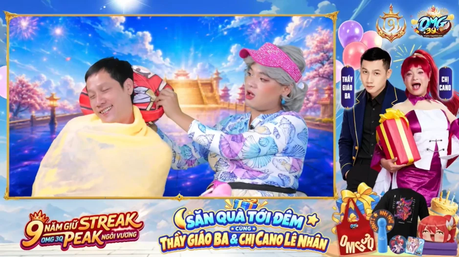 Chị Ca Nô và Thầy Giáo Ba khuấy động livestream mừng sinh nhật OMG 3Q 9 tuổi