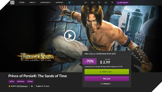 Prince of Persia: The Sands of Time Remaster được GOG nâng cấp chính thức – Không phải phiên bản từ Ubisoft Prince of Persia: The Sands of Time Remaster được GOG nâng cấp chính thức – Không phải phiên bản từ Ubisoft