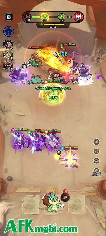 Trận chiến tự động trong Oopsie Croco Gameplay Oopsie Croco chiến đấu tự động