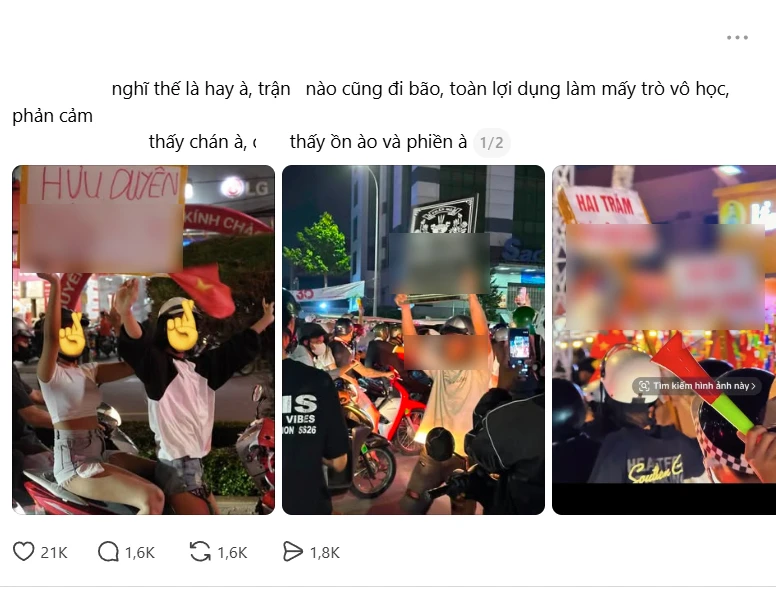 Cô gái trẻ đi bão cầm biểu ngữ nhạy cảm phản cảm: Vui thôi đừng vui quá! Cô gái trẻ đi bão cầm biểu ngữ nhạy cảm phản cảm: Vui thôi đừng vui quá!