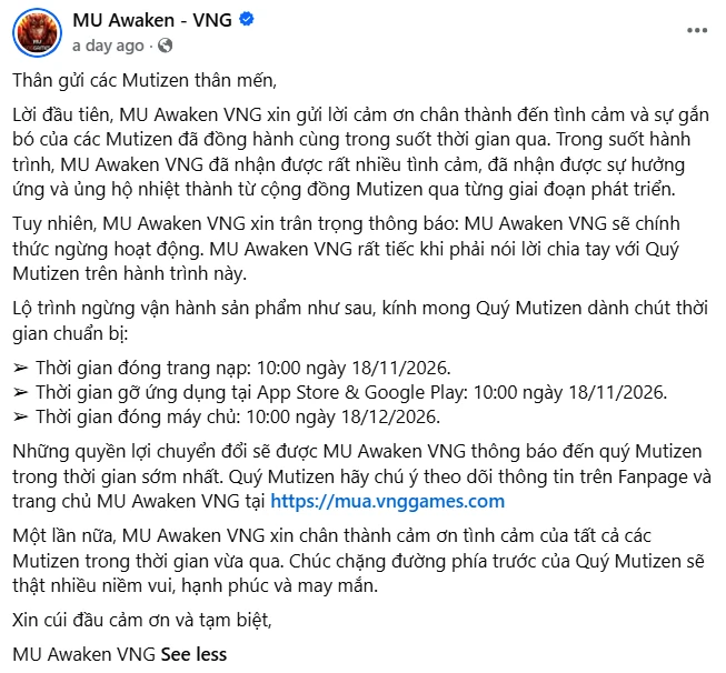 Bom tấn nhà VNG bất ngờ bị khai tử sau gần 1 thập kỷ mà không rõ lý do? Bom tấn nhà VNG bất ngờ bị khai tử sau gần 1 thập kỷ mà không rõ lý do?