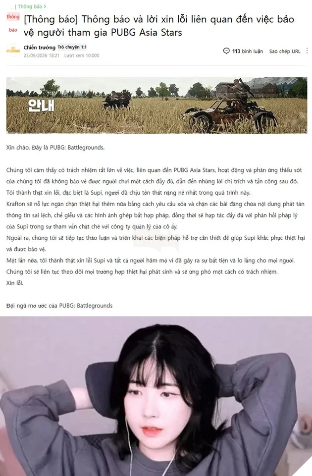 PUBG: Krafton Đưa Ra Thông Báo Chính Thức Về Sự Cố Tại PUBG Asia Stars 2026 PUBG: Krafton Đưa Ra Thông Báo Chính Thức Về Sự Cố Tại PUBG Asia Stars 2026