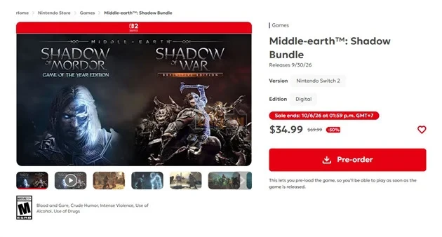Thương Hiệu Game Lord of The Rings Thành Công Nhất Chuẩn Bị Đổ Bộ Switch 2
