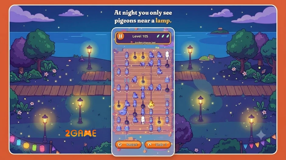Pigeons Away: Rooftop Puzzle – Game giải đố chim bồ câu với 120 màn chơi