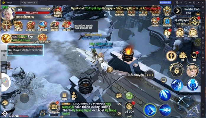 Trải nghiệm Kỳ Tích Trở Lại trên giả lập LDPlayer thấy chuẩn vị game MU PC màn hình rộng