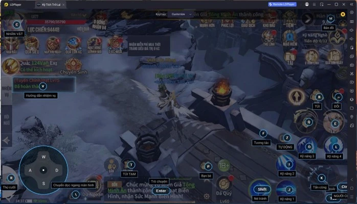 Trải nghiệm Kỳ Tích Trở Lại trên giả lập LDPlayer thấy chuẩn vị game MU PC màn hình rộng